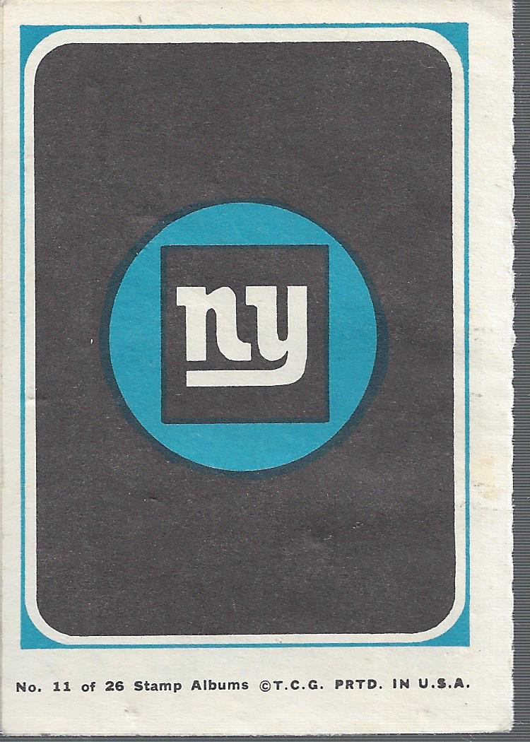 1969 Topps Mini-Albums Inserts #11 New York Giants back image