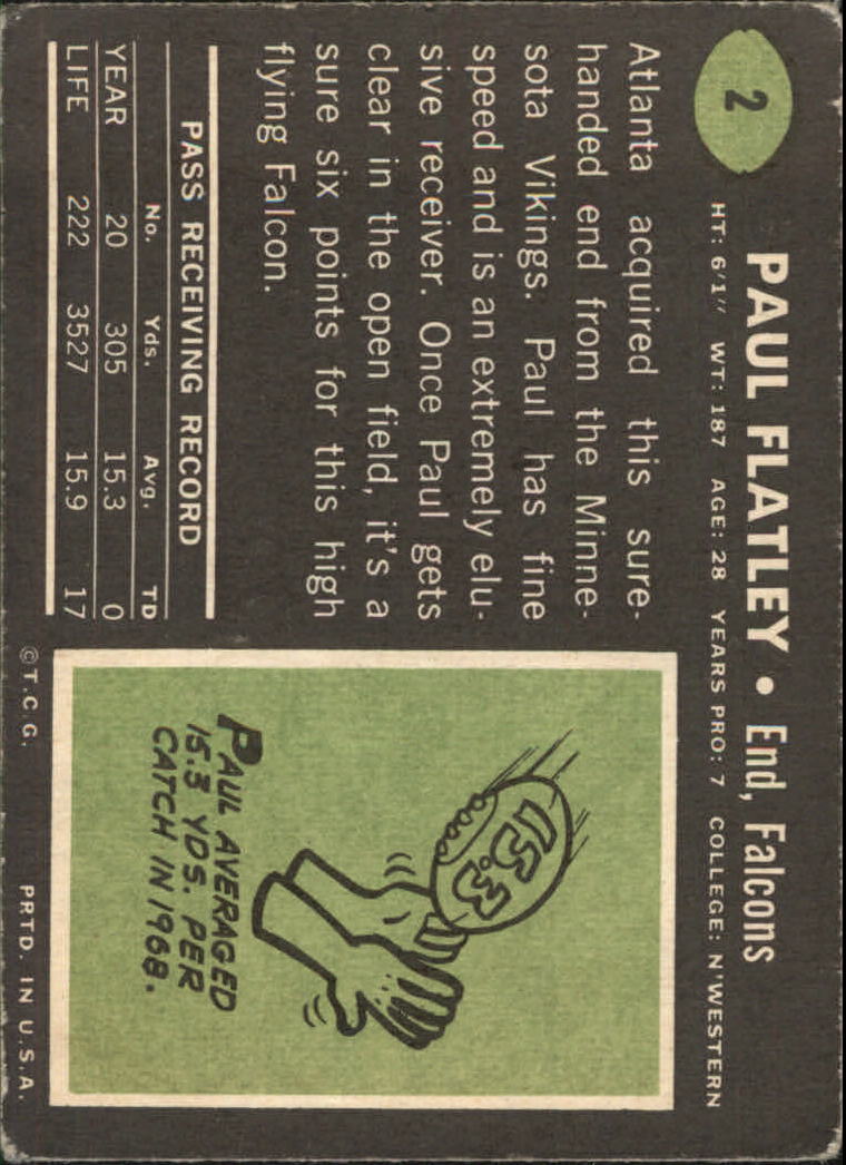 1969 Topps #2 Paul Flatley back image