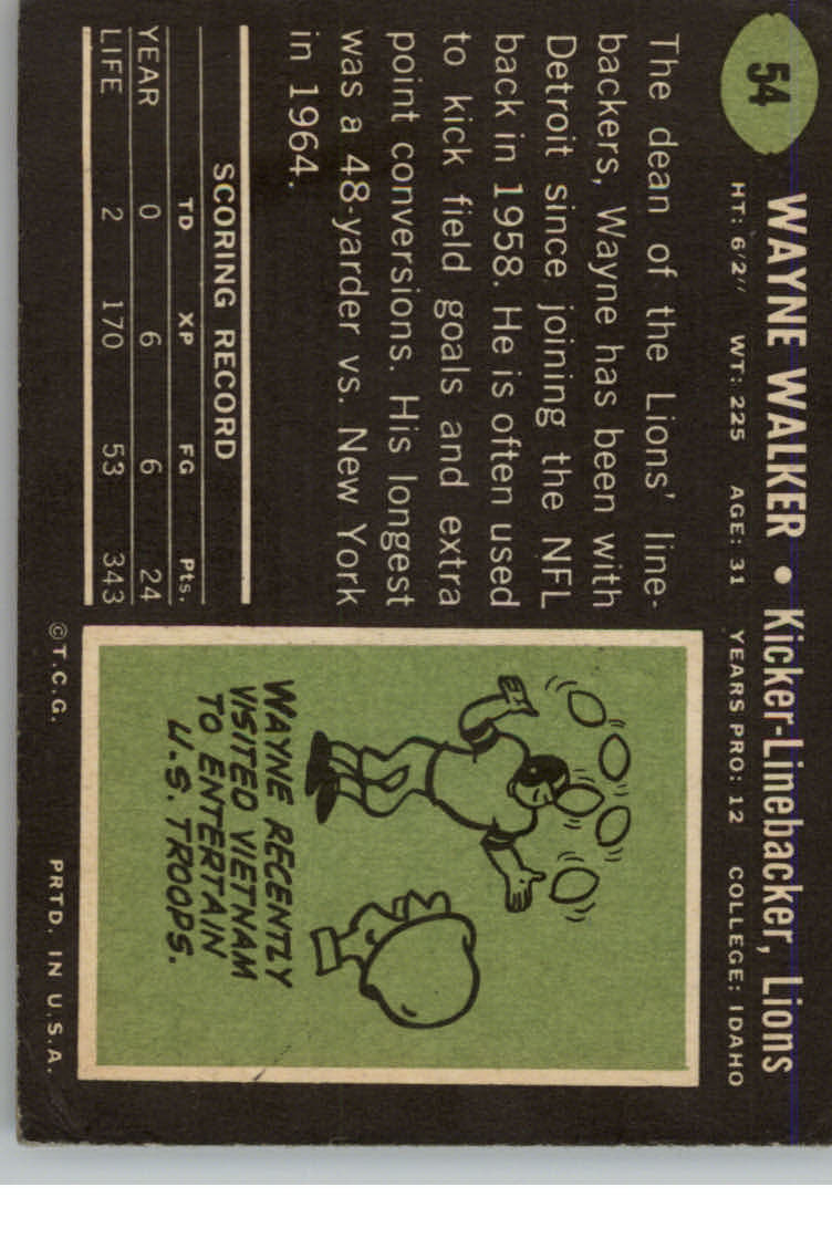 1969 Topps #54 Wayne Walker back image