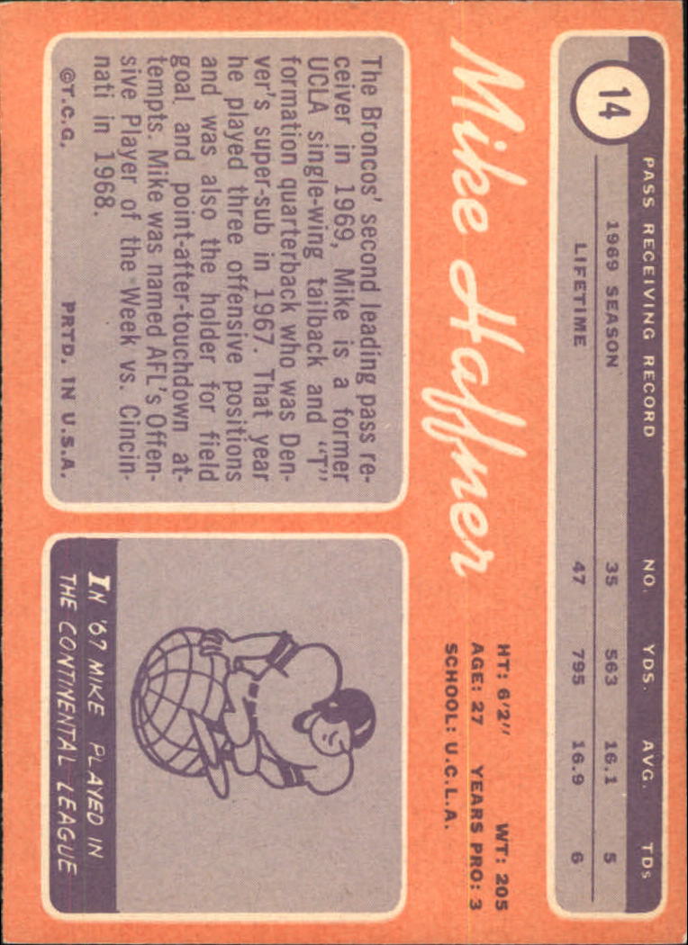 1970 Topps #14 Mike Haffner RC back image