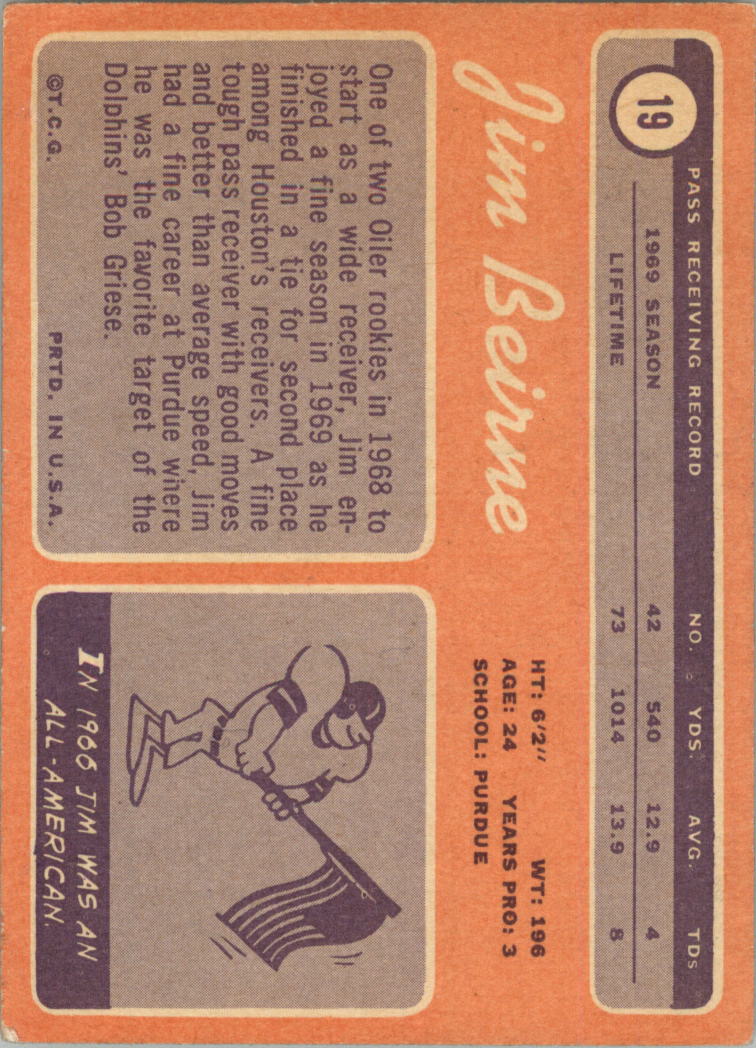 1970 Topps #19 Jim Beirne RC back image