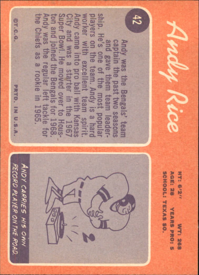 1970 Topps #42 Andy Rice RC back image