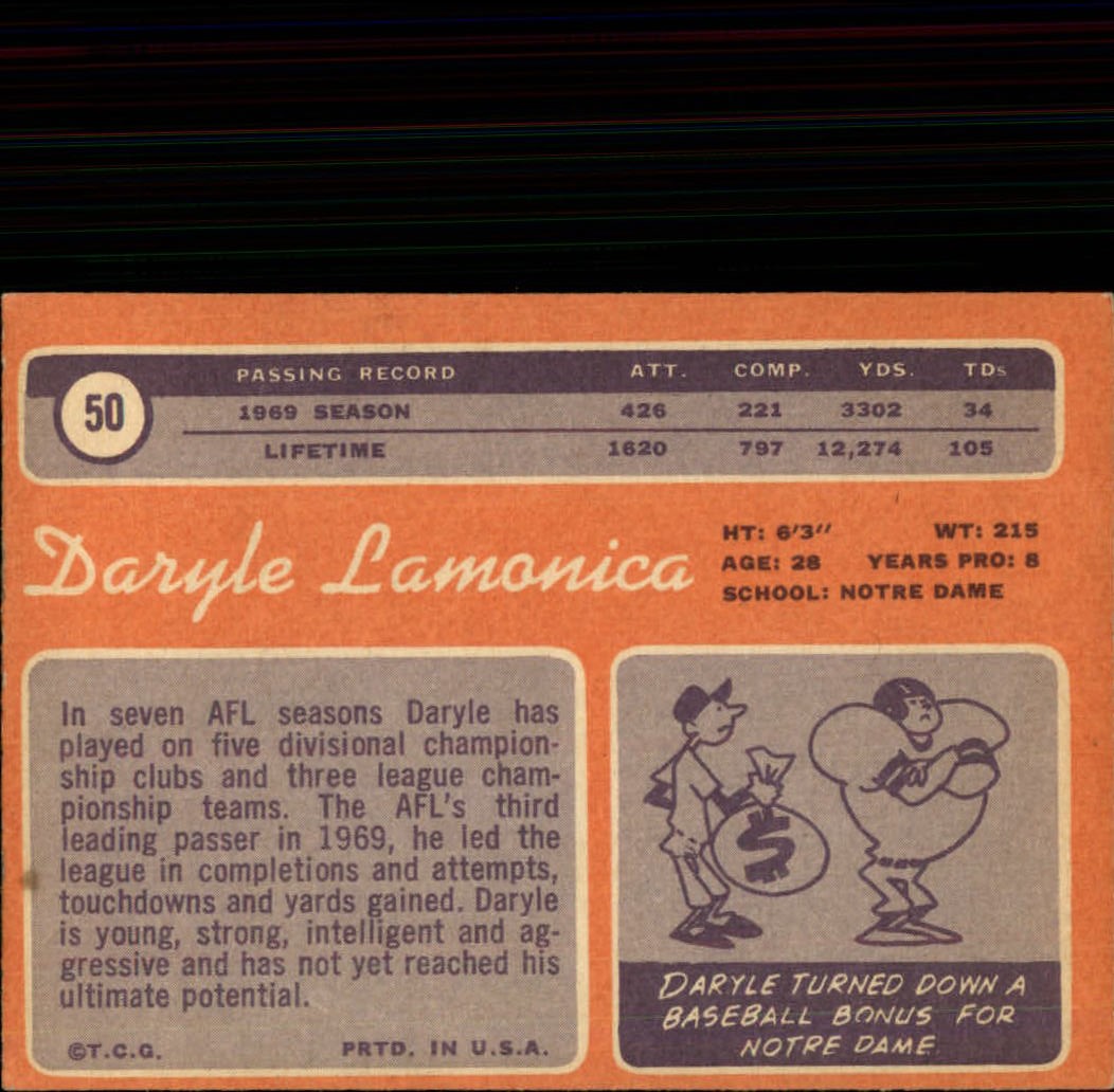 1970 Topps Daryle Lamonica