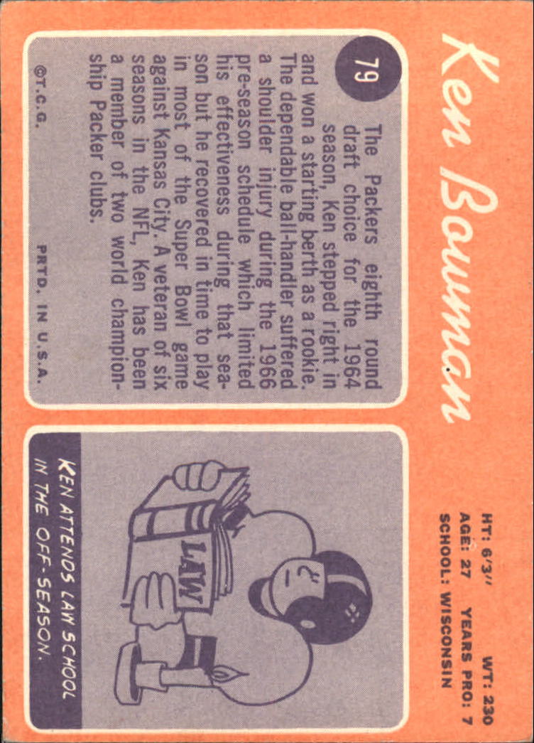 1970 Topps #79 Ken Bowman RC back image