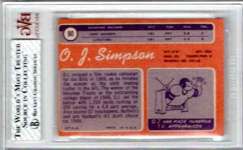 1970 Topps #90 O.J. Simpson RC back image