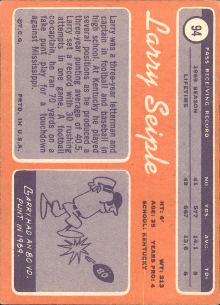 1970 Topps #94 Larry Seiple RC back image