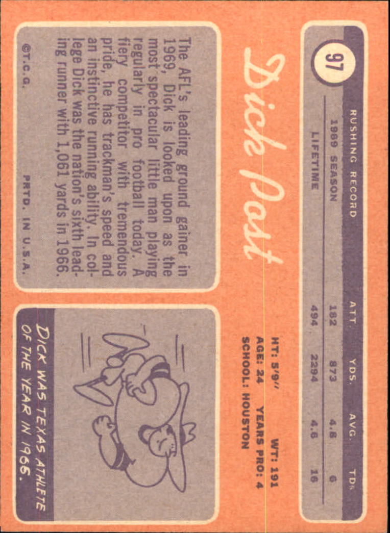 1970 Topps #97 Dick Post RC back image