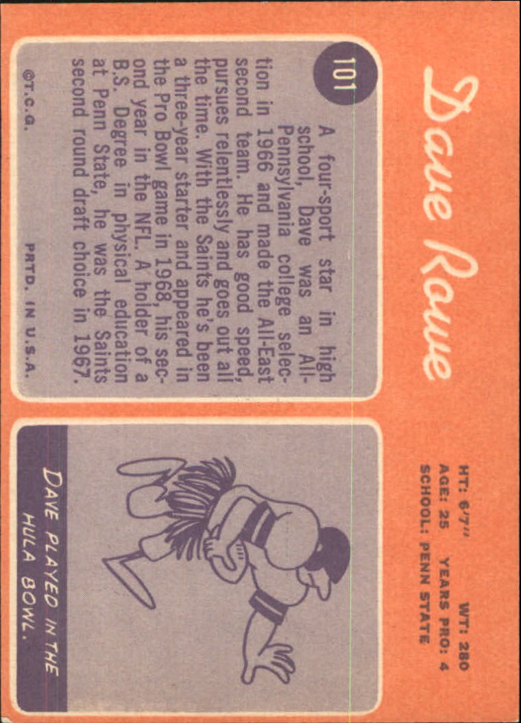 1970 Topps #101 Dave Rowe RC back image
