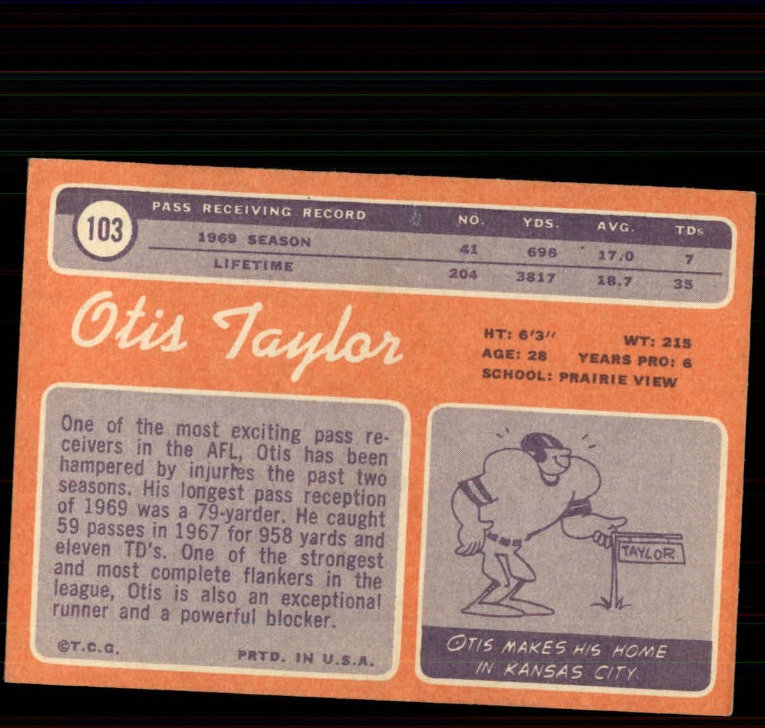 1970 Topps #103 Otis Taylor back image
