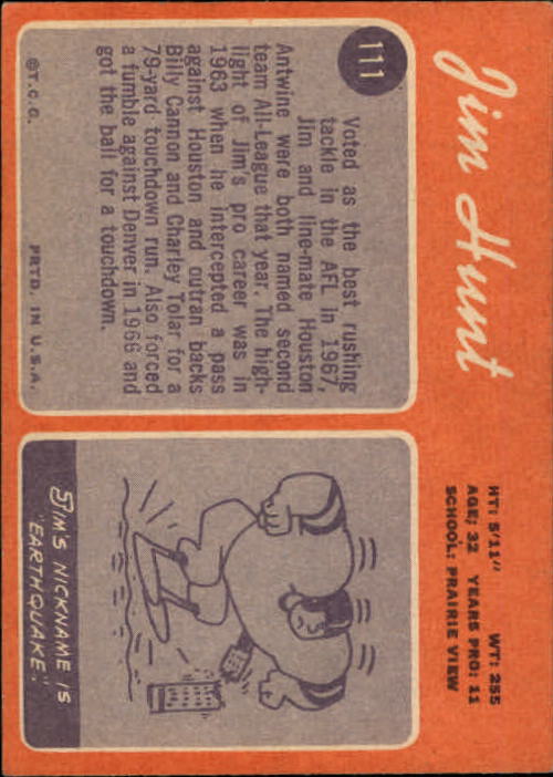 1970 Topps #111 Jim Hunt back image