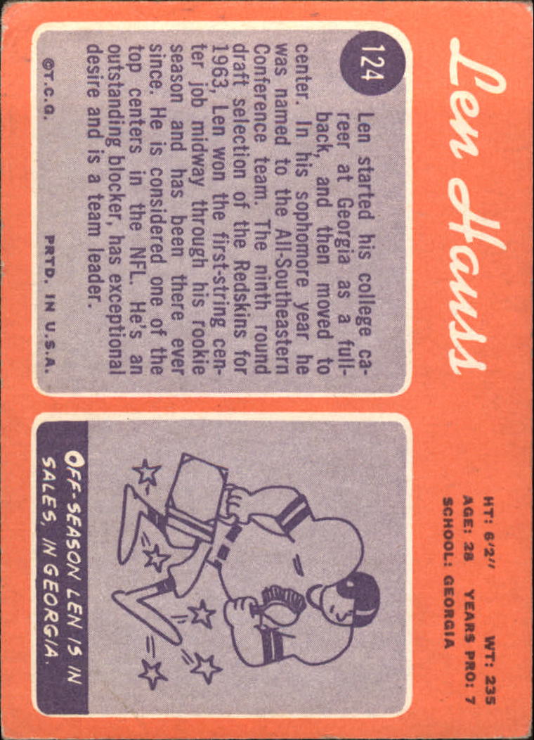 1970 Topps #124 Len Hauss - GOOD
