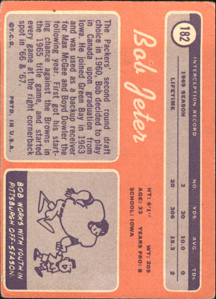 1970 Topps #182 Bob Jeter back image