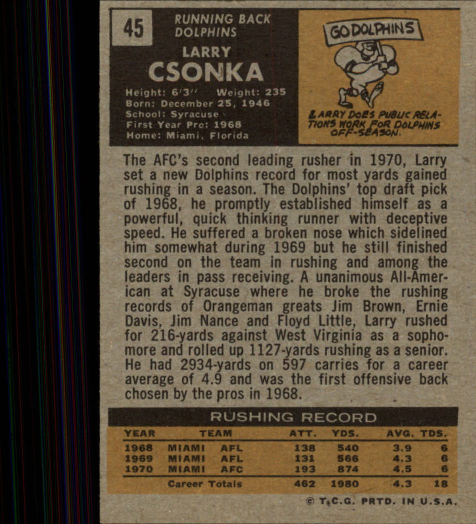 : 1977 Topps # 505 Larry Csonka New York Giants-FB