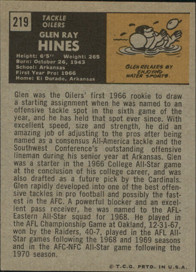 1971 Topps #219 Glen Ray Hines back image