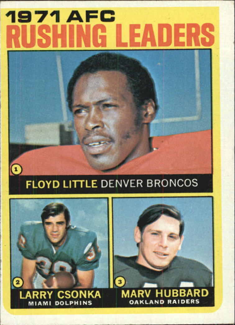 1972 Topps #1 AFC Rushing Leaders/Floyd Little/Larry Csonka/Marv Hubbard