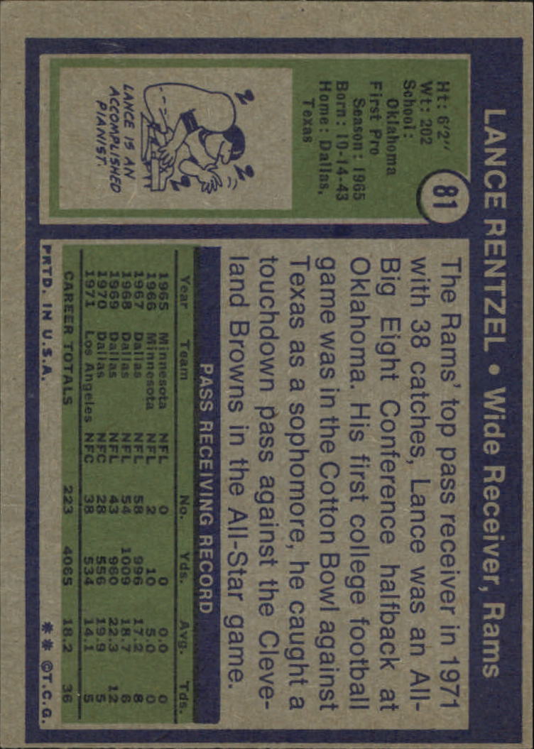 1972 Topps #81 Lance Rentzel - VG-EX
