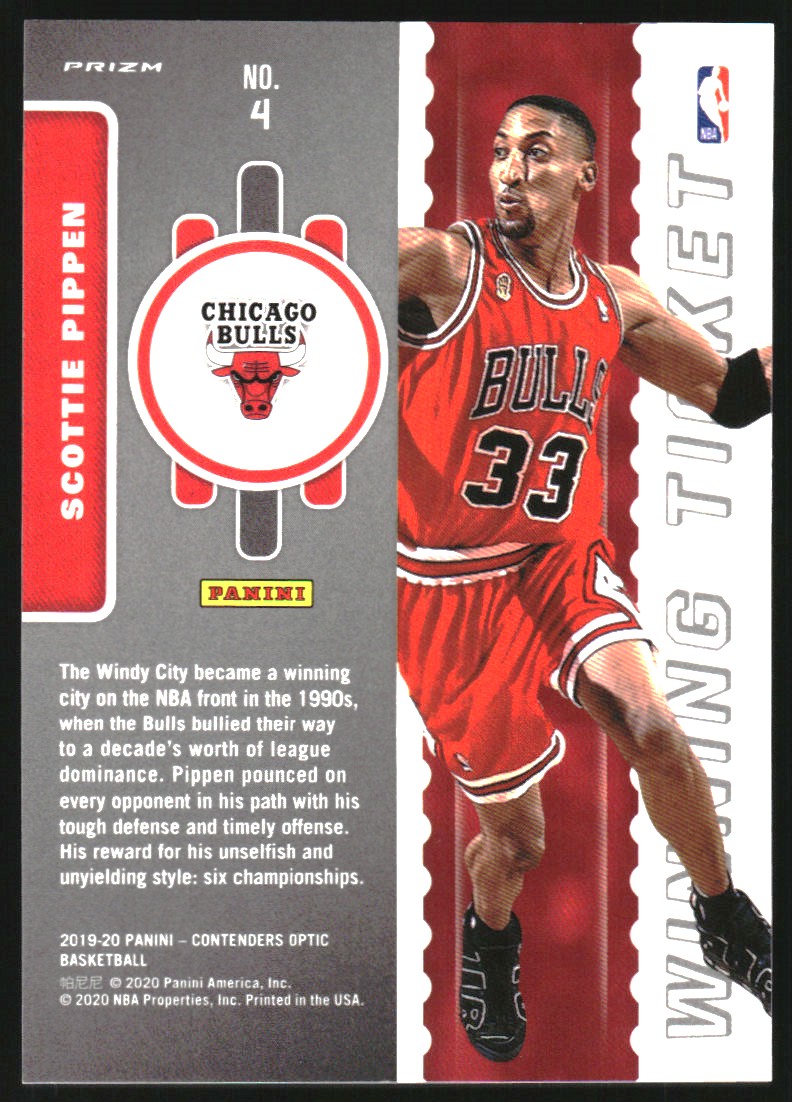 2019-20 Panini Contenders Optic Winning Tickets Blue Cracked Ice #4 Scottie Pippen