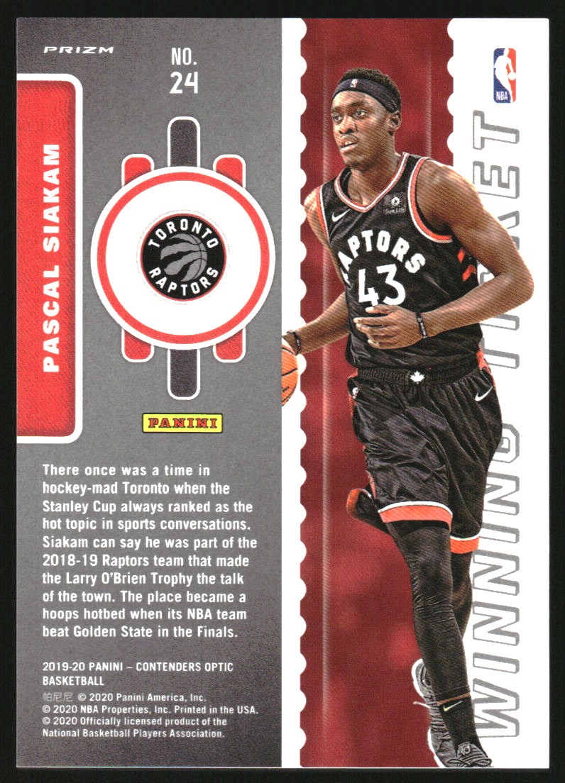 2019-20 Panini Contenders Optic Winning Tickets Blue Cracked Ice #24 Pascal Siakam