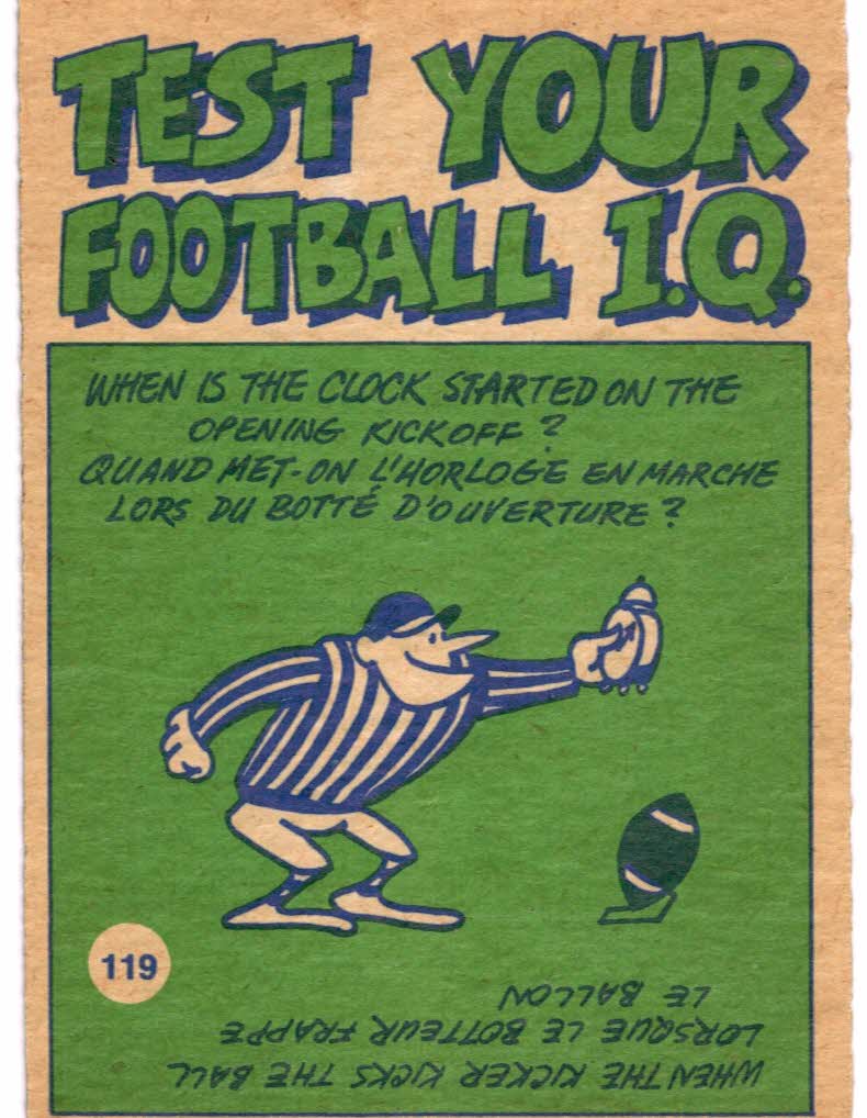 1972 O-Pee-Chee CFL #119 Pro Action back image