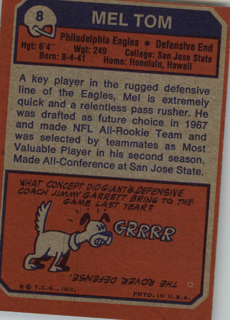 1973 Topps #8 Mel Tom RC back image