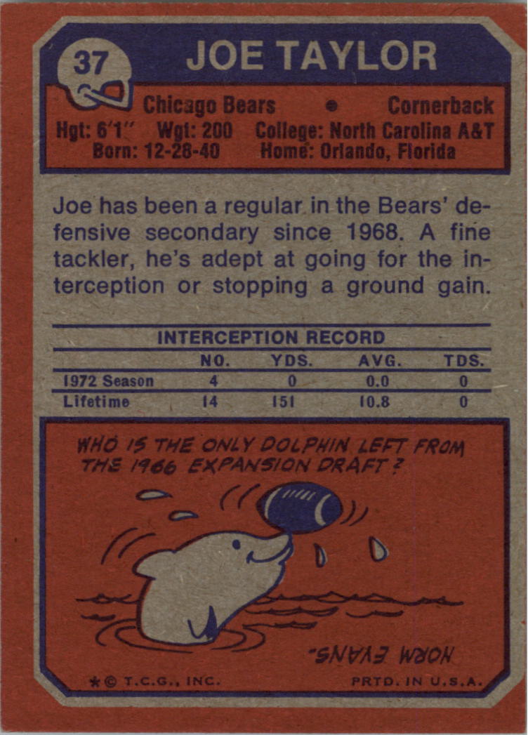 1973 Topps #37 Joe Taylor RC back image