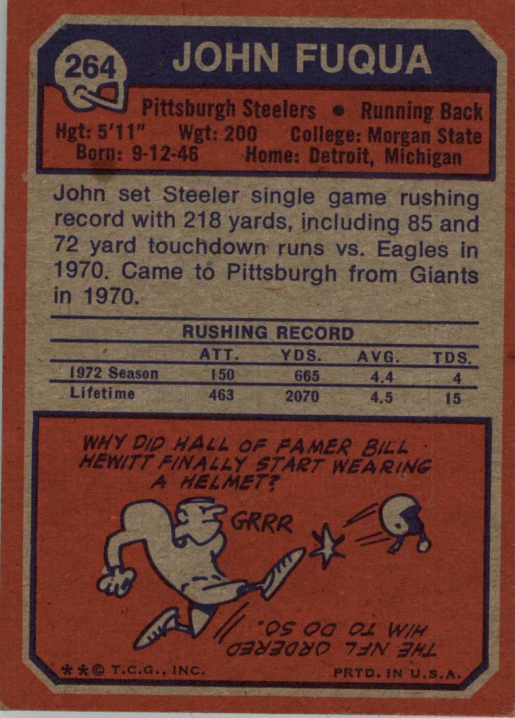 1973 Topps #264 John Fuqua back image
