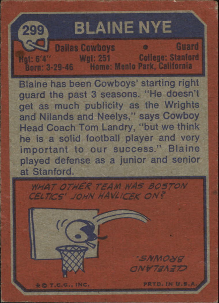 1973 Topps #299 Blaine Nye RC back image