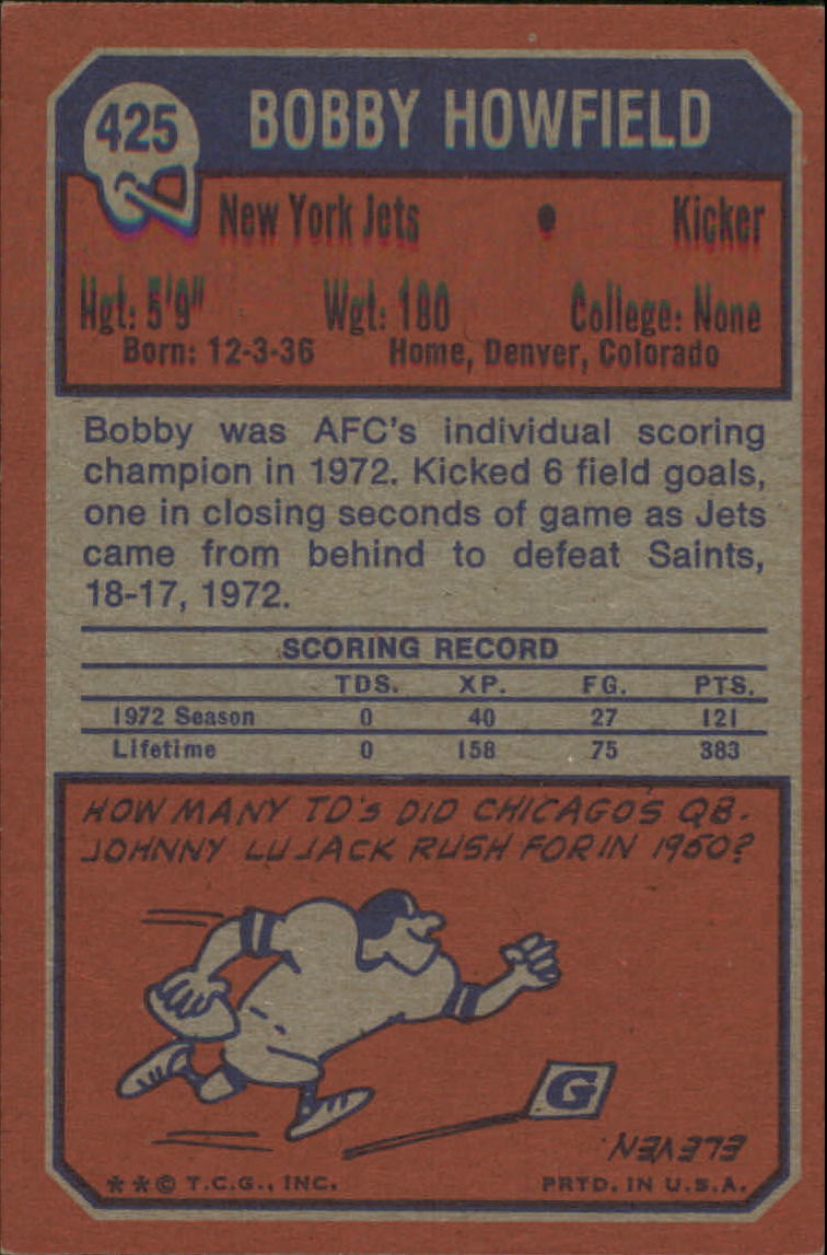 1973 Topps #4 1972 NFL Scoring Leaders (Chester Marcol / Bobby Howfield)