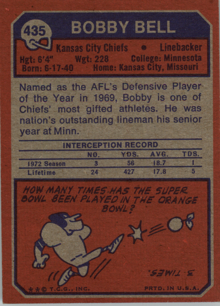 : 1970 Topps # 154 Bobby Bell Kansas City Chiefs