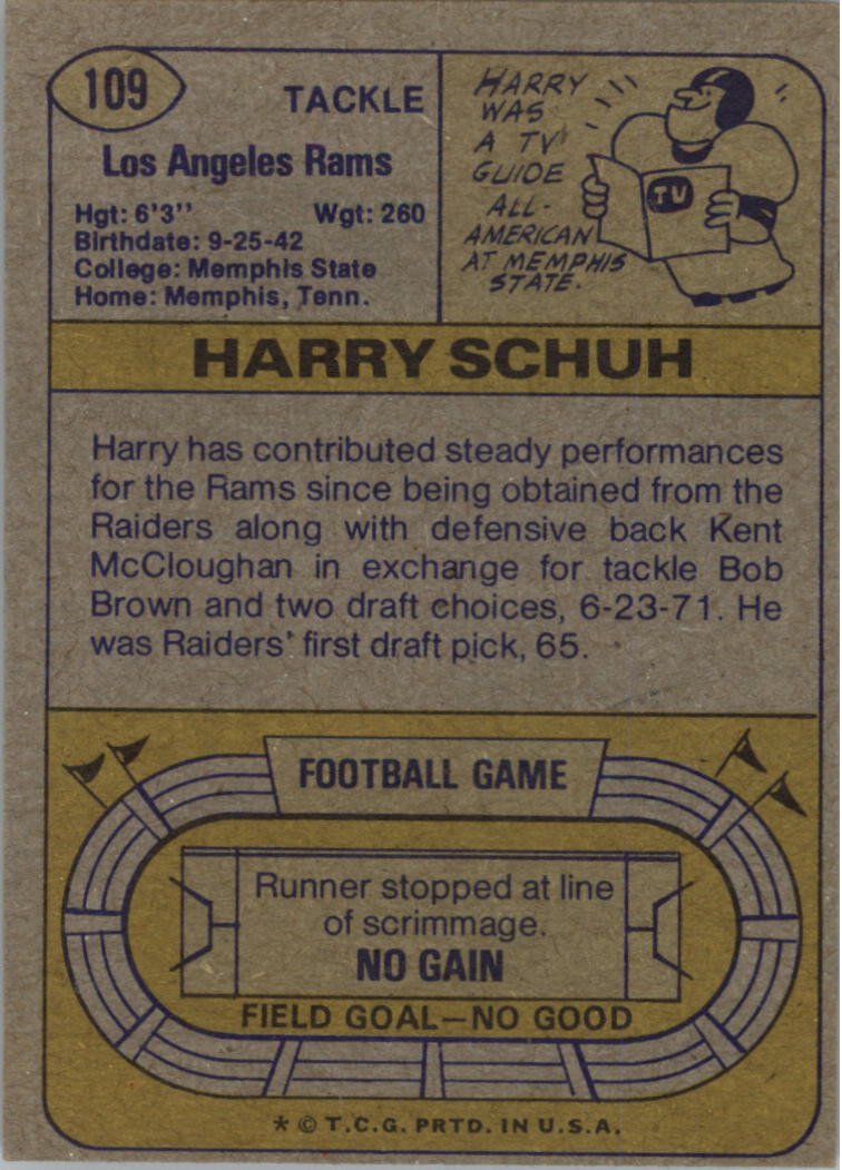 1974 Topps #109 Harry Schuh back image