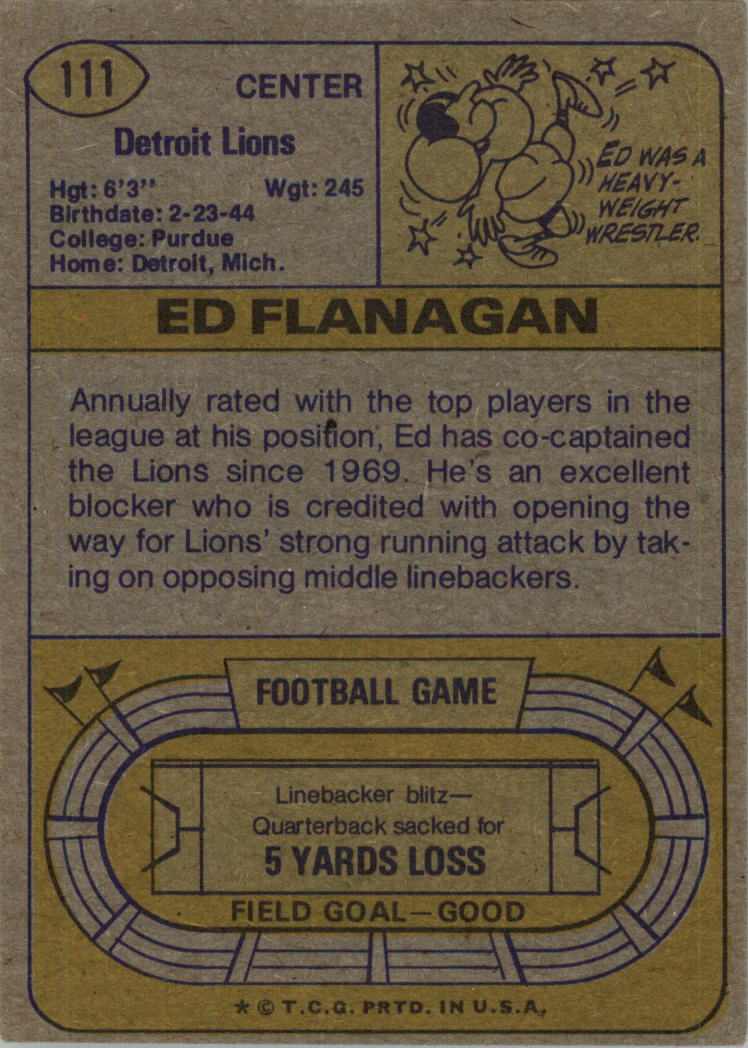 1974 Topps #111 Ed Flanagan back image