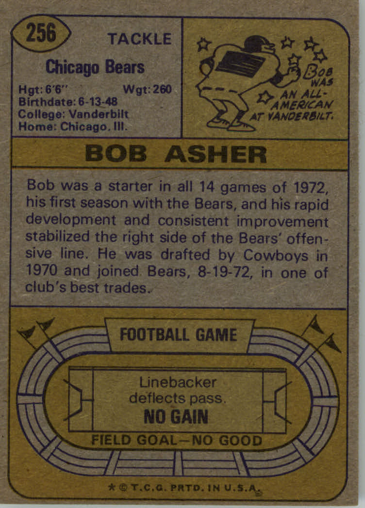 1974 Topps #256 Bob Asher RC back image