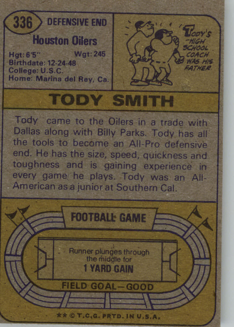 1974 Topps #336 Tody Smith back image