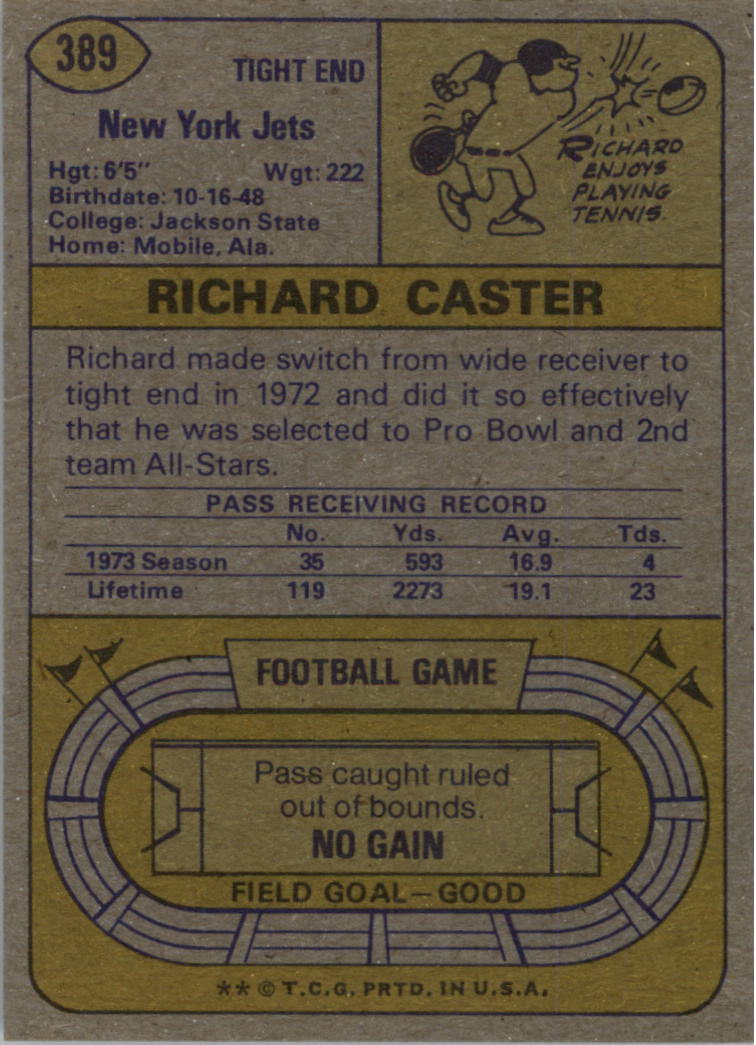 1974 Topps #389 Richard Caster back image