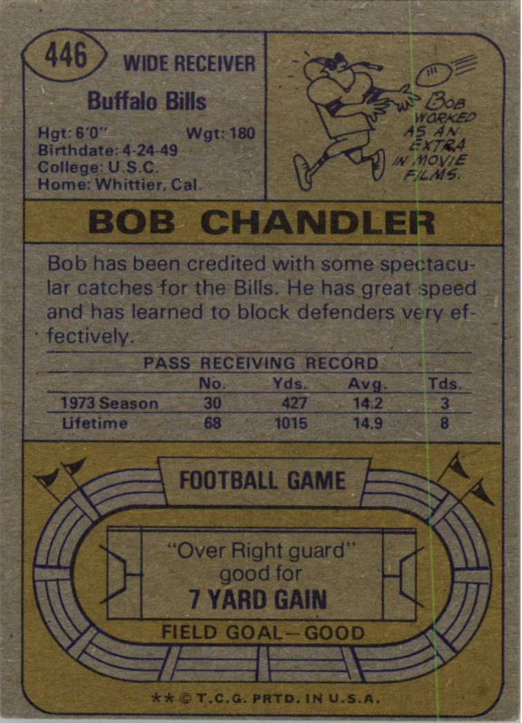 1974 Topps #446 Bob Chandler back image