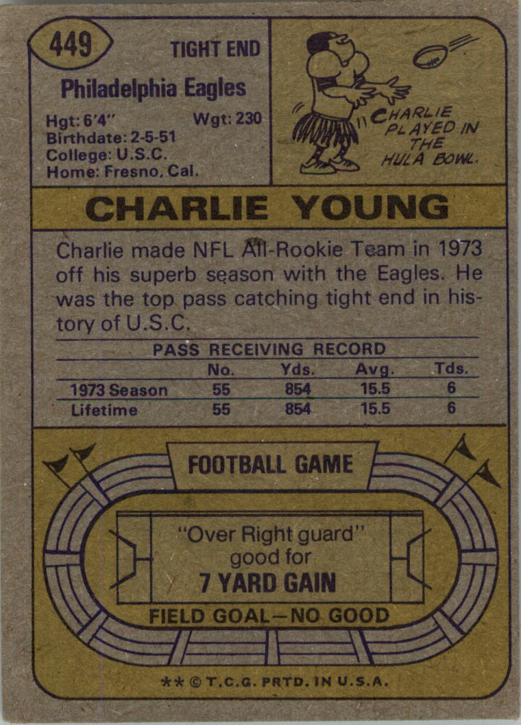 1974 Topps #449 Charle Young RC back image