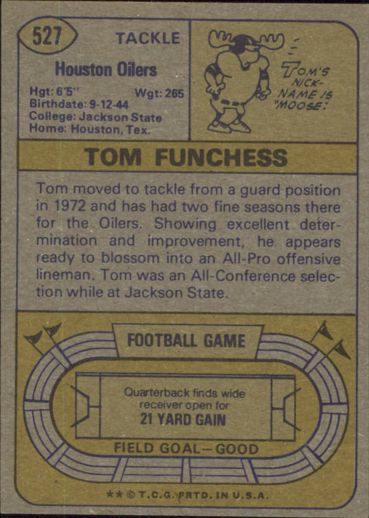 1974 Topps #527 Tom Funchess back image