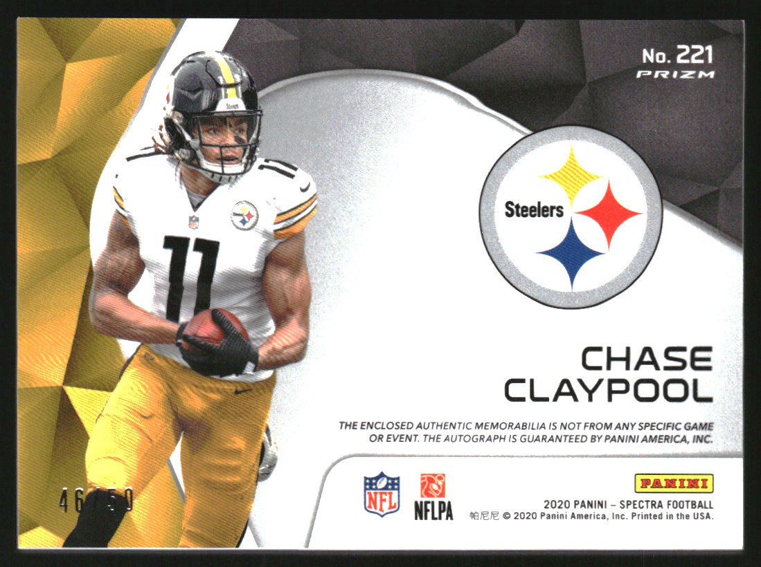 2020 Panini Spectra Neon Green #221 Chase Claypool JSY AU