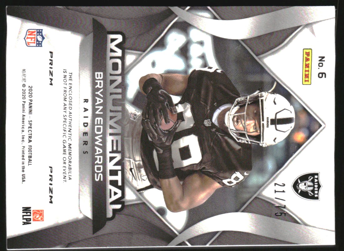 2020 Panini Spectra Monumental Memorabilia Hyper #6 Bryan Edwards