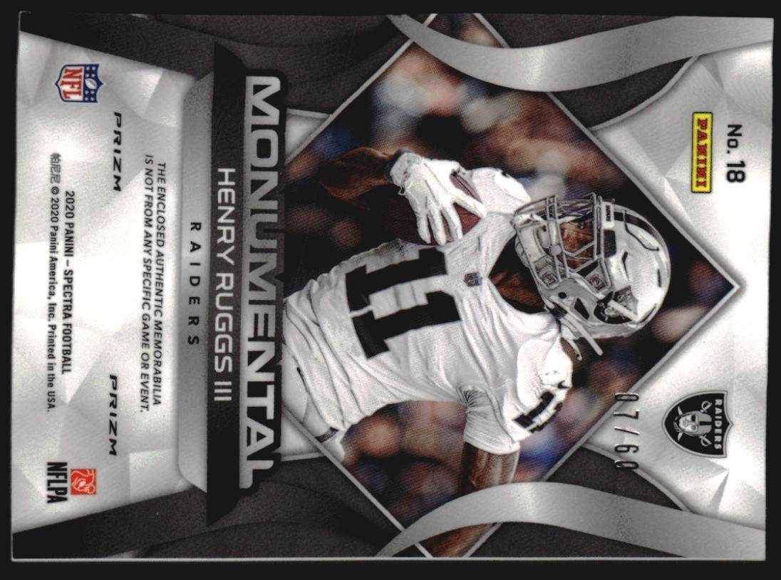 2020 Panini Spectra Monumental Memorabilia Neon Blue #18 Henry Ruggs III/60