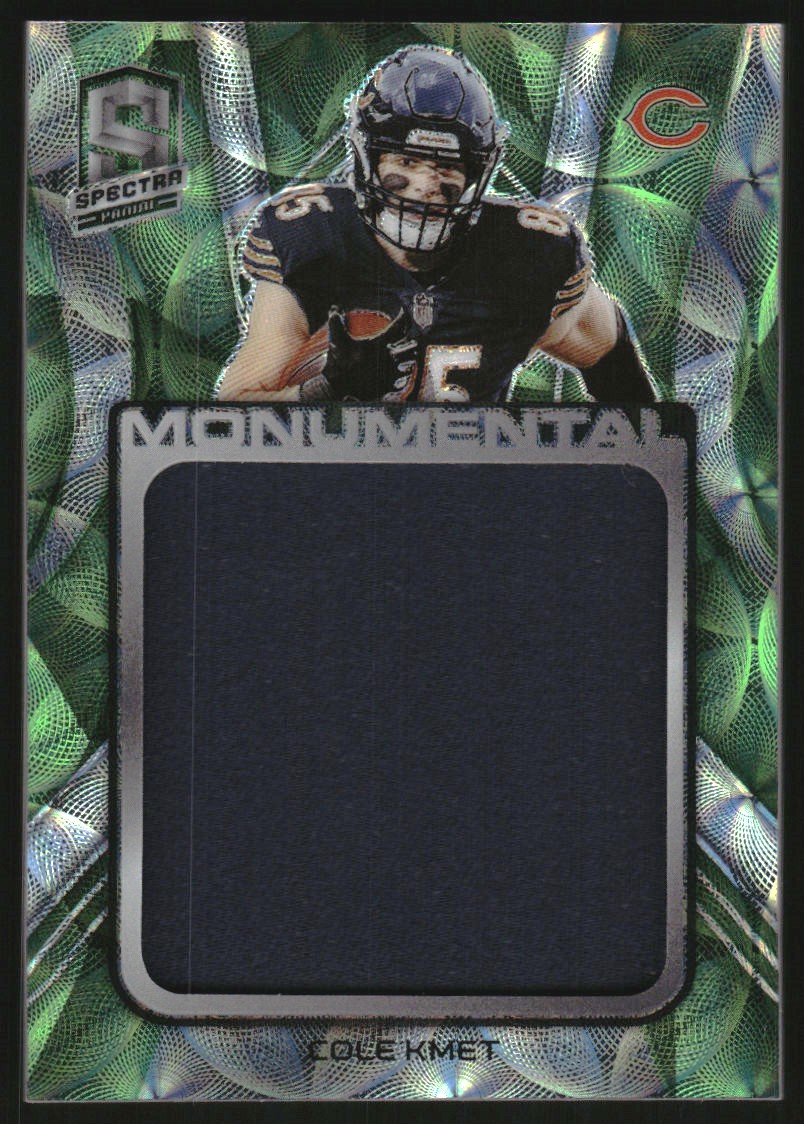 2020 Panini Spectra Monumental Memorabilia Neon Green #12 Cole Kmet/35