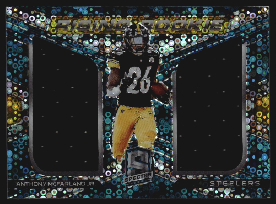 2020 Panini Spectra Rising Rookie Materials Neon Blue #24 Anthony McFarland Jr./50