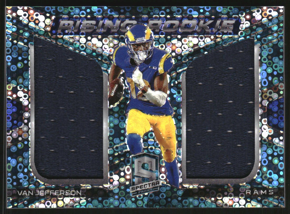 2020 Panini Spectra Rising Rookie Materials Neon Blue #26 Van Jefferson/50