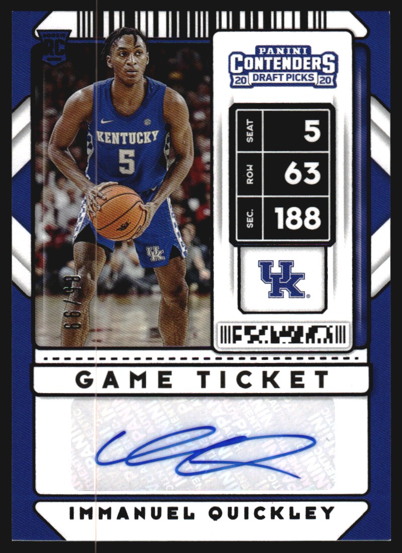 2020-21 Panini Contenders Draft Picks Game Ticket Purple #85 Immanuel Quickley AU/99