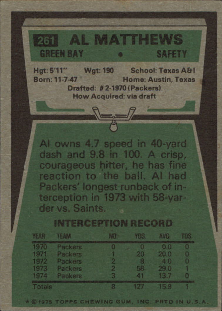 1975 Topps #261 Al Matthews - EX
