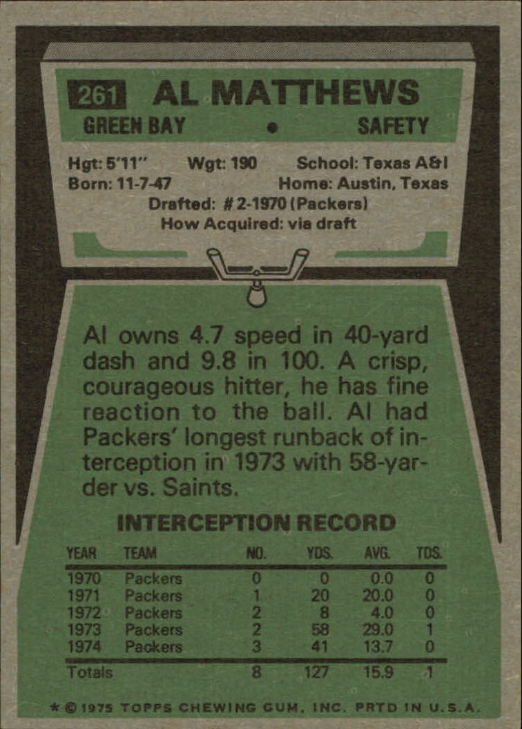 1975 Topps #261 Al Matthews - EX-MT