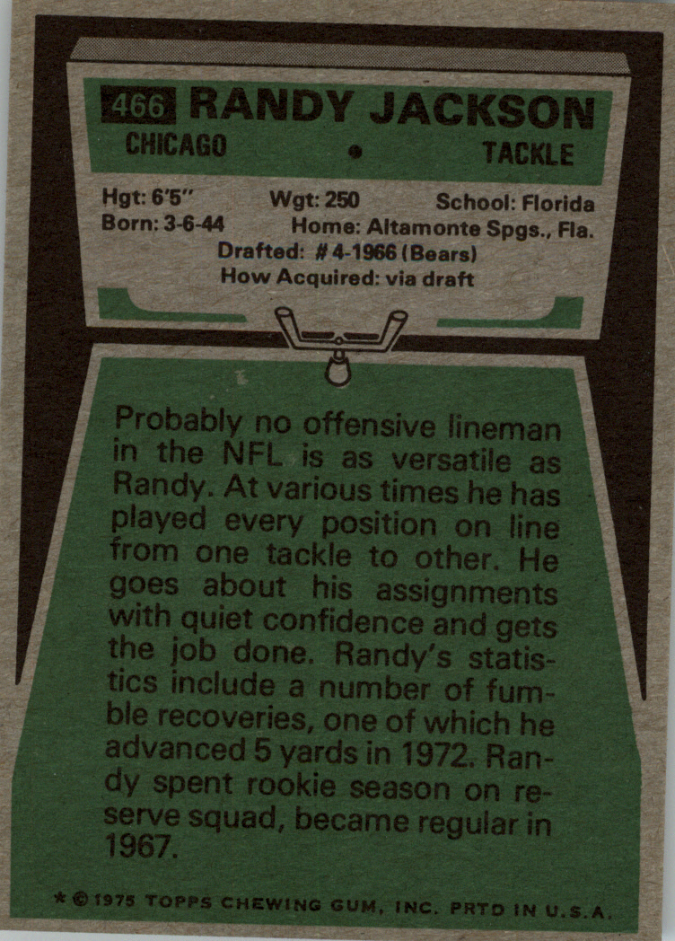 1975 Topps #466 Randy Jackson back image