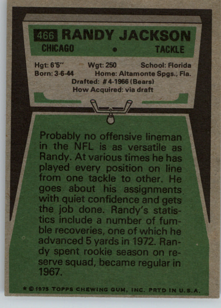 1975 Topps #466 Randy Jackson back image