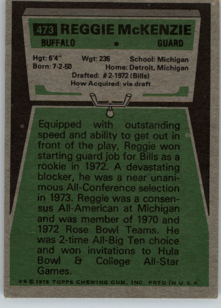 1975 Topps #473 Reggie McKenzie back image