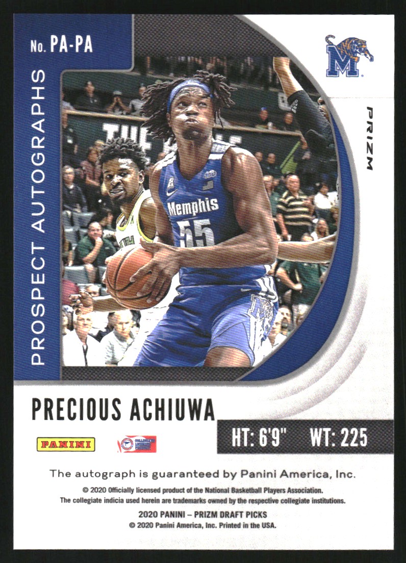 2020-21 Panini Prizm Draft Picks Prospect Autographs Green #8 Precious Achiuwa